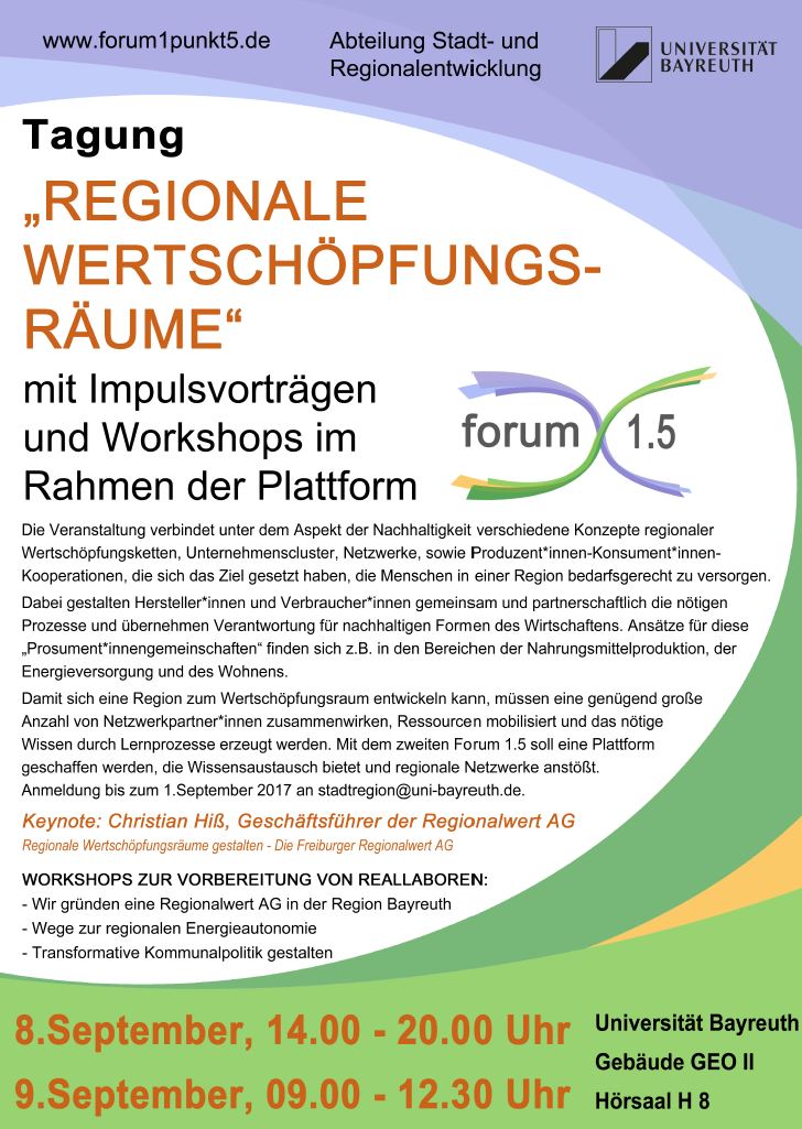 poster forum1.5 september 2017, universität bayreuth